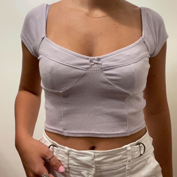 🌸 Sweet & Stylish: PAC SUN Lilac Cropped Top 🌸 Size L - Picture 1 of 9